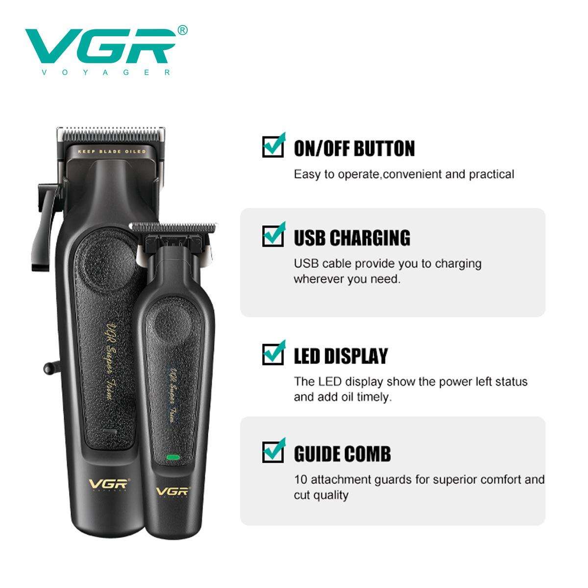 VGR197&995跨境新款套装理发器发廊男士充电专业家用子母机雕刻剪