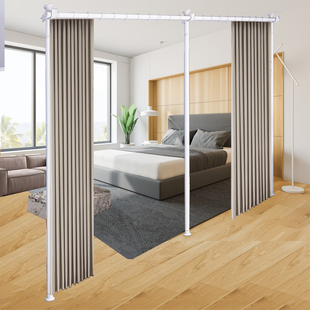 T屏风隔断客厅折叠移动分割顶天立地挡床房间隔断板墙自装 挂