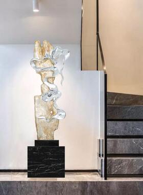 现代无障碍奢华抽象电镀饰品酒店大堂雕塑艺术客厅样板房落地入口