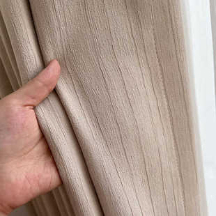 客厅卧室ins风 轻奢2022新款 高档新款 遮光雪尼尔皱布奶油色法式