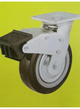 正厂环球GLOBE脚轮5寸重型双轴承黑色超级聚氨酯万向轮刹车轮批发