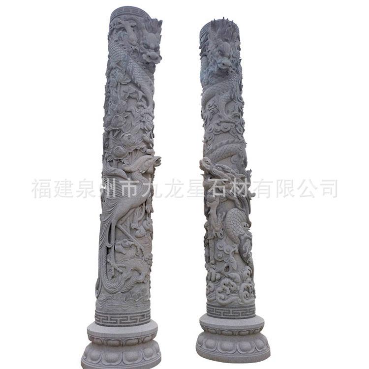 石雕龙柱青龙盘龙柱广场文化圆柱大理石华表柱大型花岗岩石头方柱