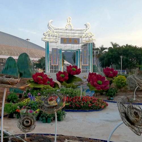 澳门公园花坛景观亮化工程玻璃钢仿真花带LED灯光主题公园亮化