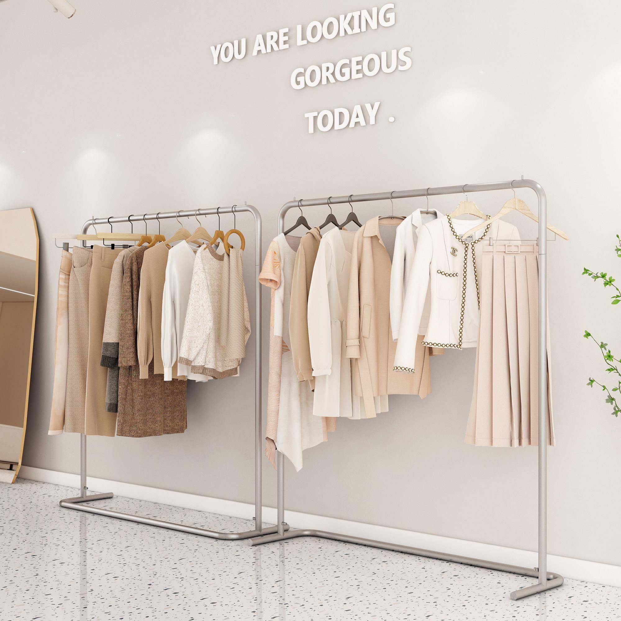 服装店展示架落地式不锈钢银色简约陈列架女装中岛货架童装挂衣架,商业/办公家具,服装展示架,淘宝优惠券,粉丝福利购,淘宝优惠卷