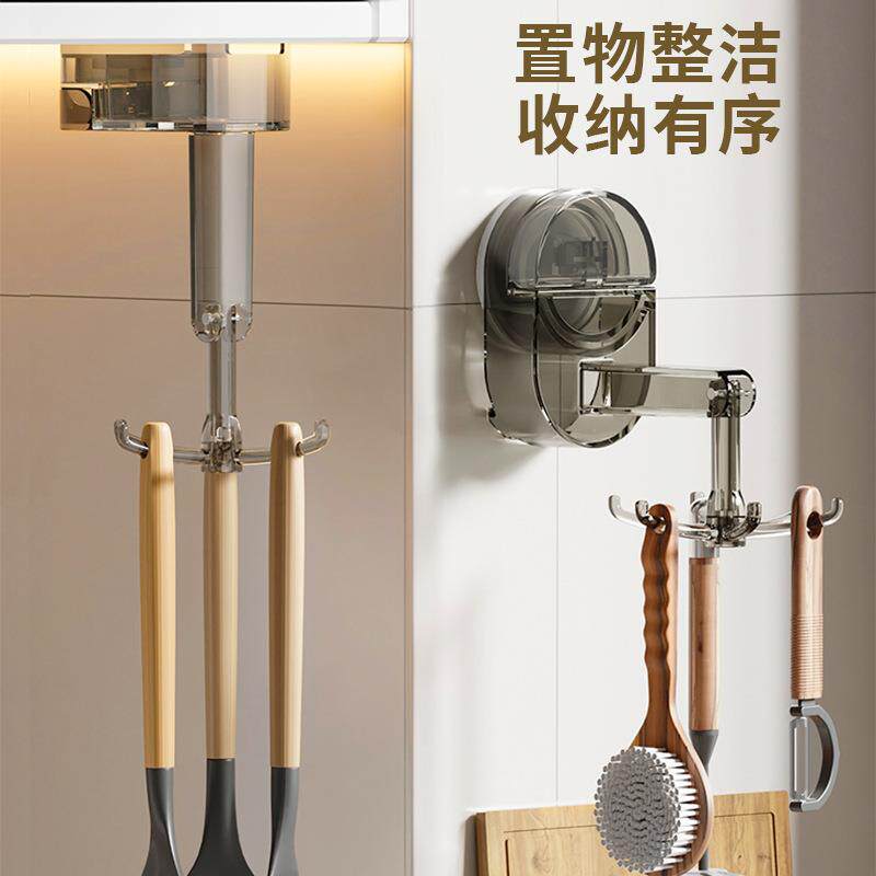 六爪挂钩厨房可旋转壁挂式章鱼挂钩家用吸盘挂钩勺子锅铲收纳用品