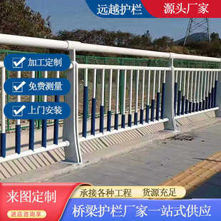桥梁防撞护栏 Q235碳钢立柱 车人行河道公路灯光栏杆 天桥面护栏