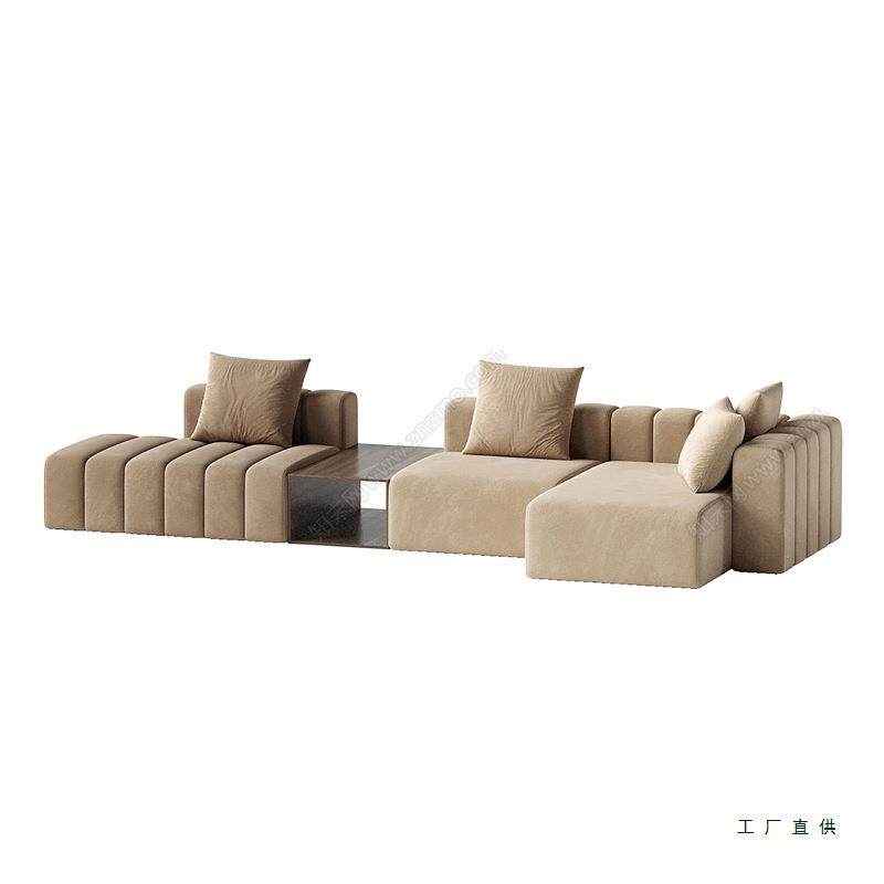 意式极简布艺沙发组合现代简约客厅大平层转角卡座别墅设计师家具