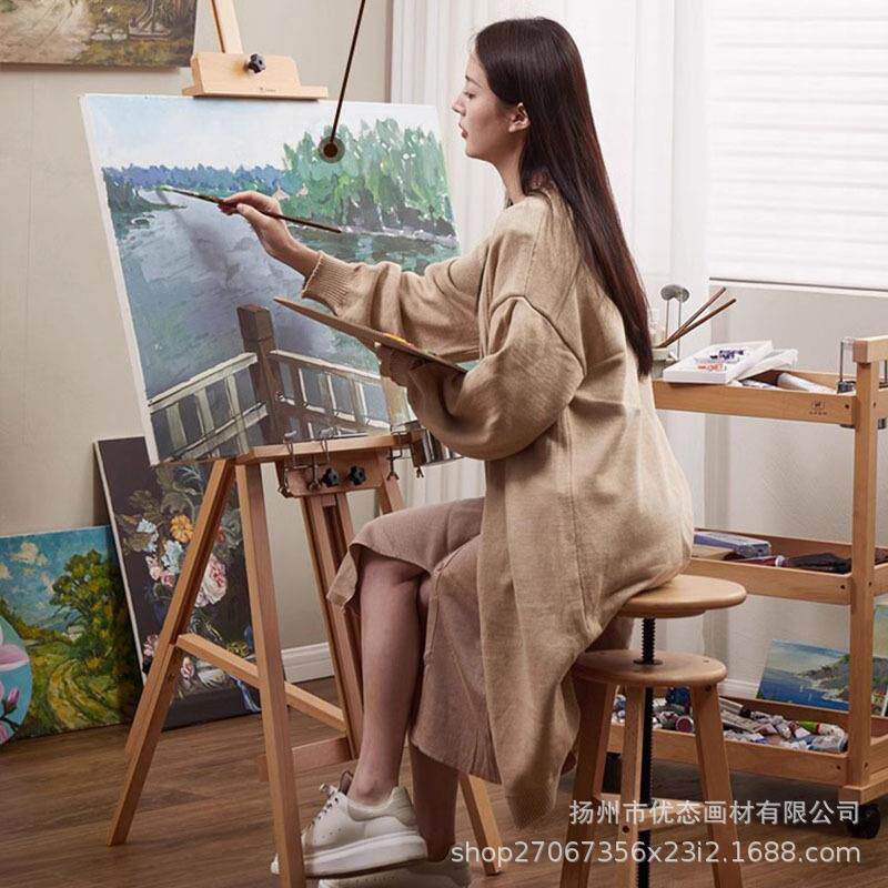 美术生专用画室后支撑式折叠收纳升降提升三角丙烯素描油画架4K2K