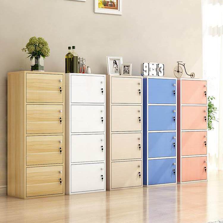 带锁小柜子自由组合格子柜简易落地书柜儿童带门储物柜阳台收纳柜