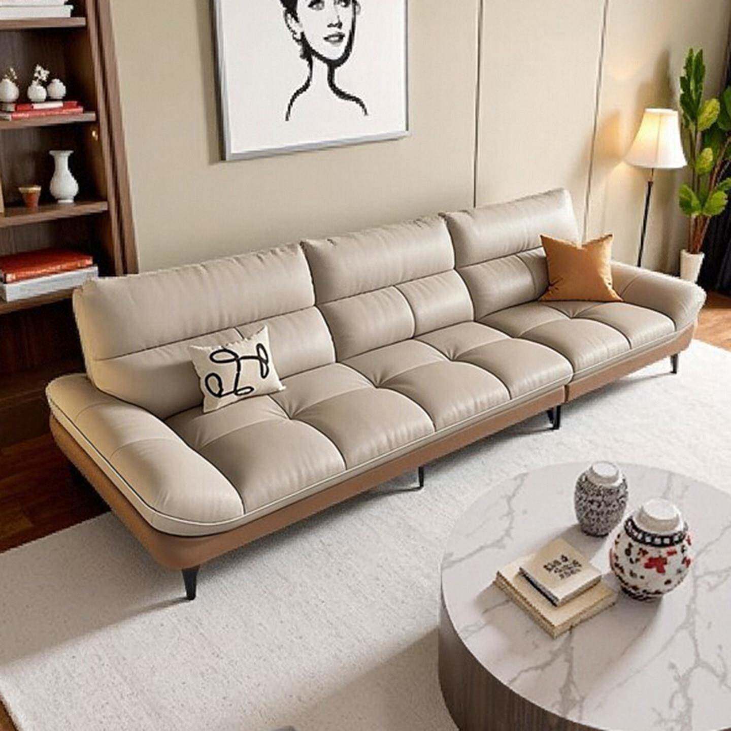 意式极简真皮沙发大户型直排头层棕色牛皮2026新款客厅沙发防猫抓