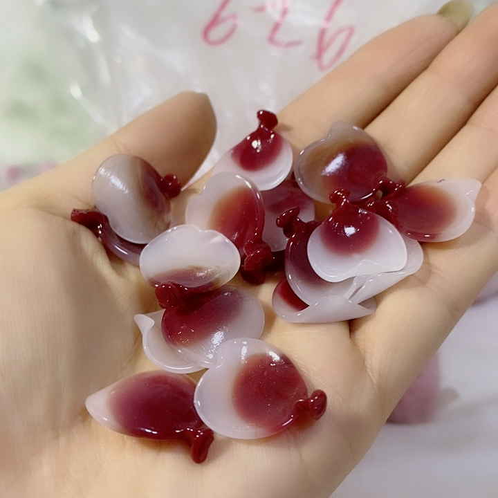 老料器花瓣发簪材料红白心形芍药20片DH-45