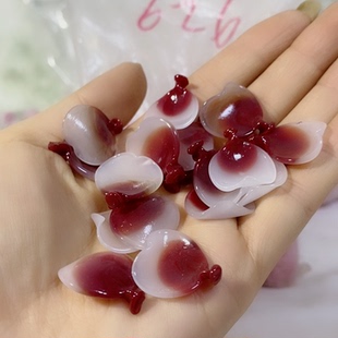 老料器花瓣发簪材料红白心形芍药20片DH