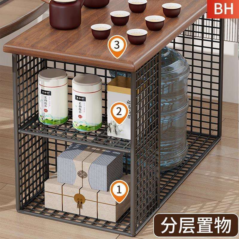 小茶桌简易茶台置物架家用客厅铁木茶台小户型创意茶水柜沙发边几