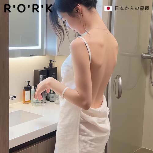 日式可穿浴巾四层棉纱浴巾裙吊带吸水亲肤睡裙肩带可调睡衣露背