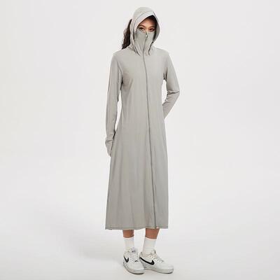 茉寻防仙女云袍长款防晒衣女可拆卸帽檐加长款防晒衣女全身防护服