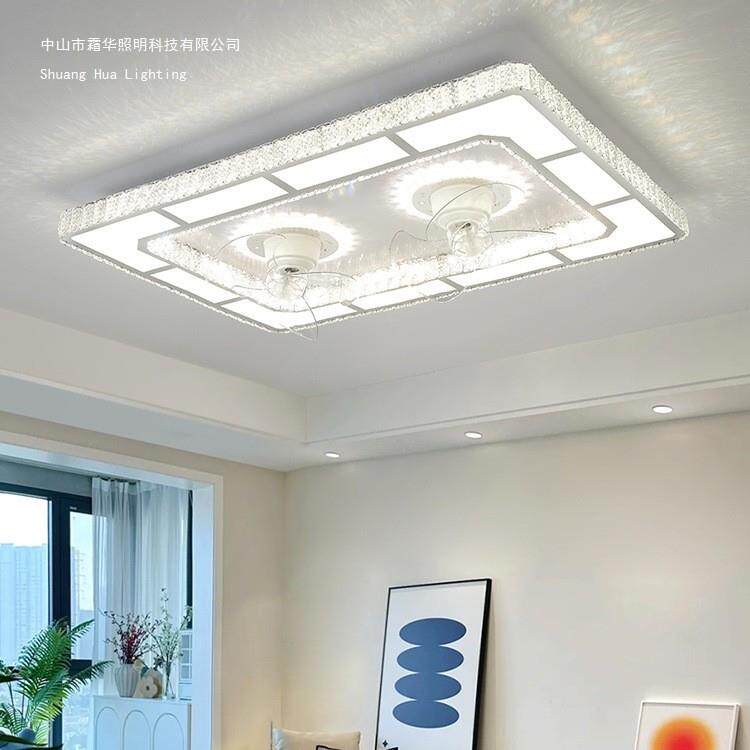 现代轻奢吸顶灯360度摇头静音大风力风扇灯客厅灯卧室灯led新款灯