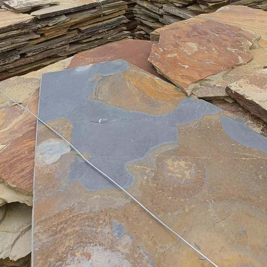 厂家直销锈石碎拼乱型石不规则青石板别墅园林天然仿古地砖青石