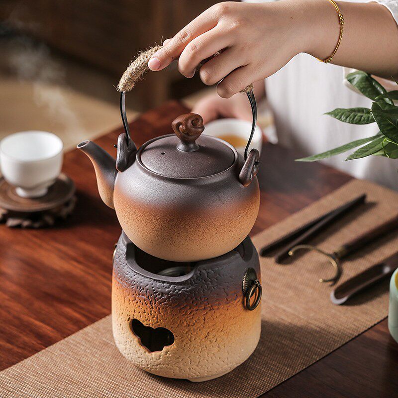 冬天围炉煮茶壶围聚煮茶套装碳火煮茶炉烤奶罐粗陶茶罐整套可明火