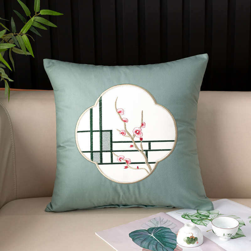 中国风抱枕科技布沙发靠垫古典中式刺绣实木红木椅靠背靠枕套摆件