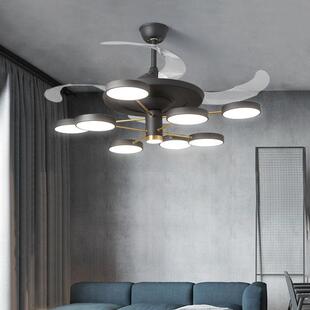北欧轻奢客厅隐形风扇灯餐厅创意魔豆吊扇灯卧室家用一体电风扇灯