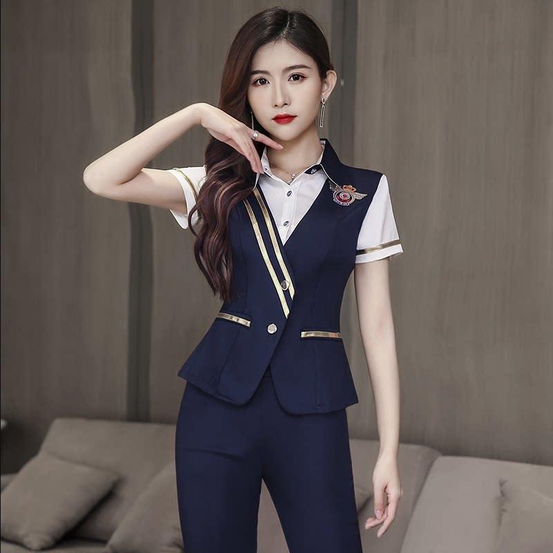 酒店美容师足浴会所技师工作服短袖长裤套装高端足疗店工装女