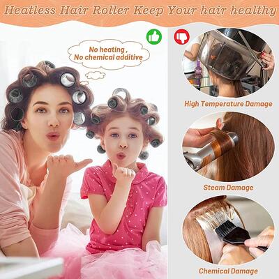13pcs Black Self Grip Hair Rollers No Heat Hair Curlers Heat