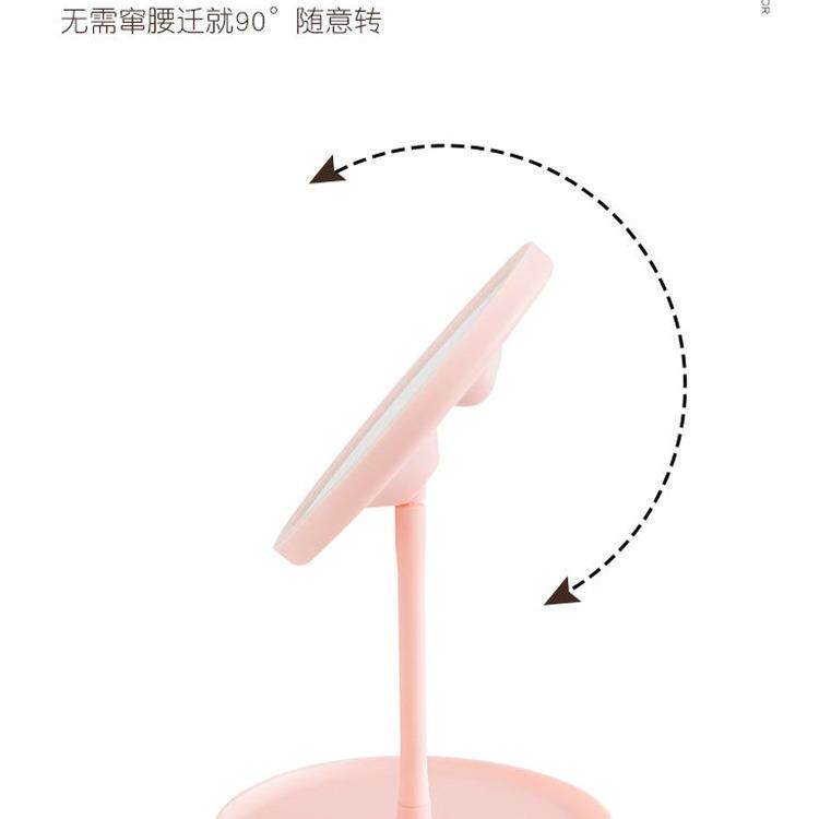 LED化妆镜三色等可调自然光补光镜一键触摸充电款补妆镜梳妆台