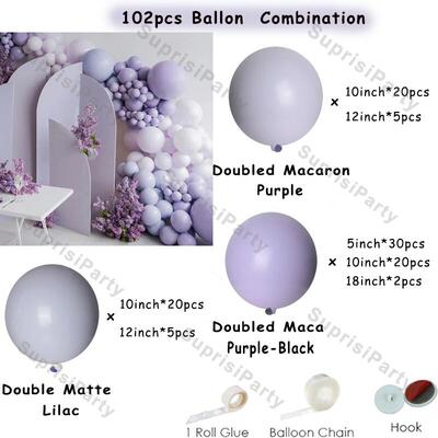 Double Matte Lilac Balloons Garland Arch DIY Wedding Decorat