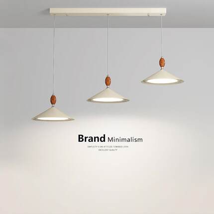 餐厅吊灯饭厅吧台灯三头长条中古法式奶油风飞碟灯餐桌灯中山灯具