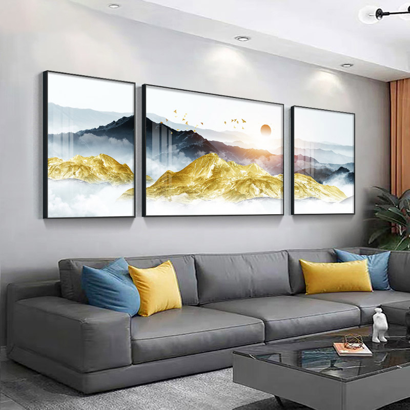 5d钻石画满钻新款2024年客厅三联画现代山水风景贴钻十字绣三连画