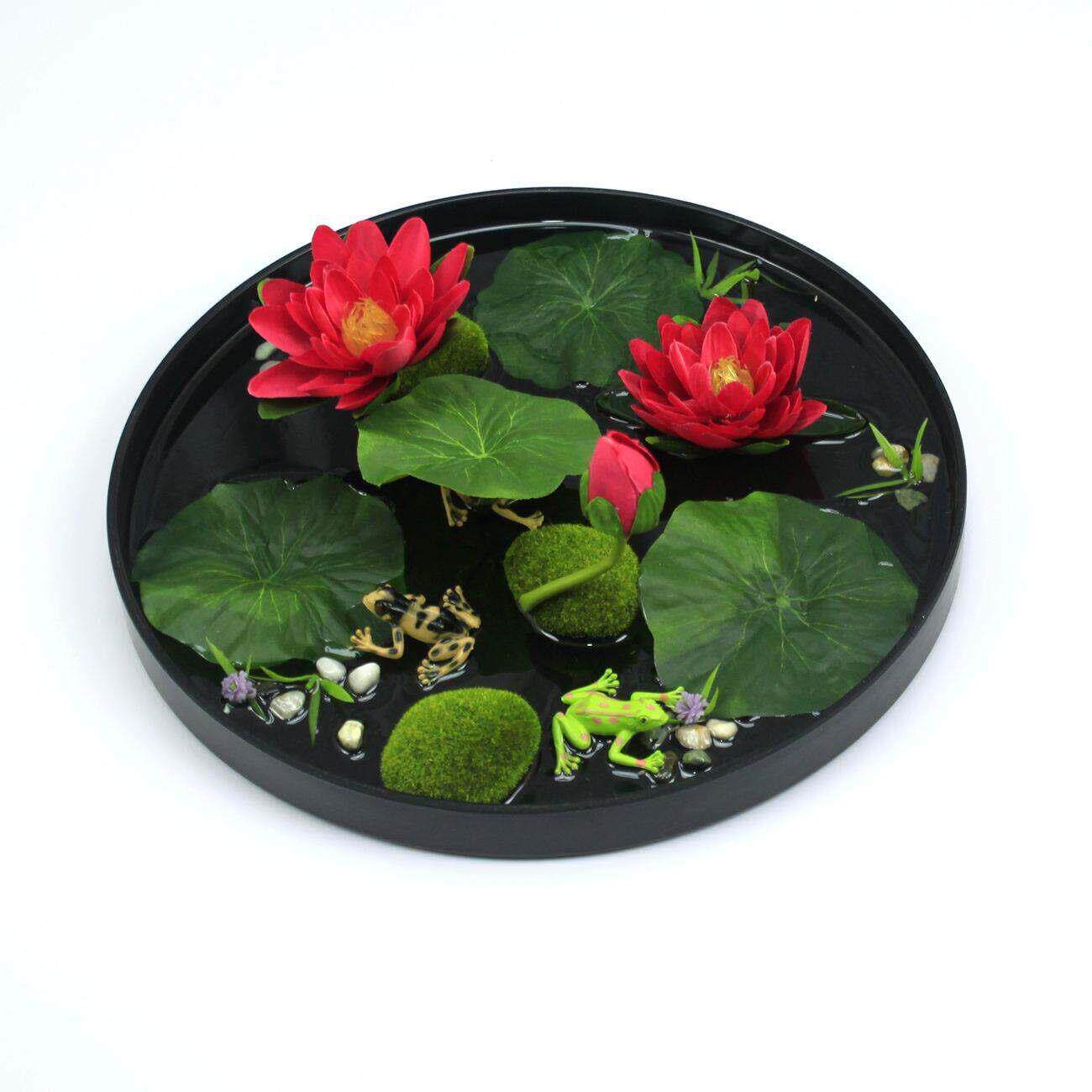 彷真荷花摆件装饰餐桌中心摆放花盘花莲花桌面假花盆景桌面