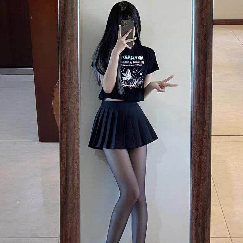 高腰百褶裙女半身裙辣妹a字显瘦黑色小个子超短裙春夏新款短裙子