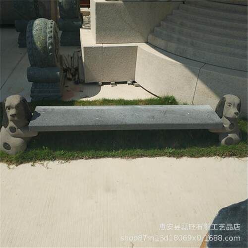 厂家直销石雕长条板凳花岗岩动物雕塑昌邑园林景观公园休息摆件