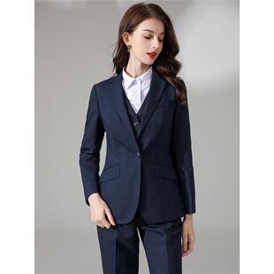 高档服款光银行藏蓝色大西装女士行服工作光大工装西新服西裤衬衫