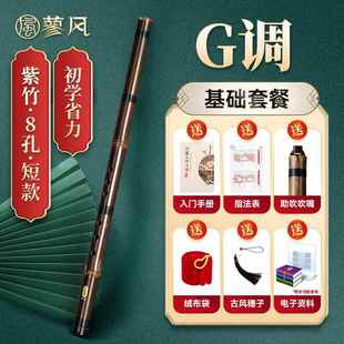 高档孔紫竹短萧初学者入门短洞箫专业箫便携八G调F高级竹玉短潇笛