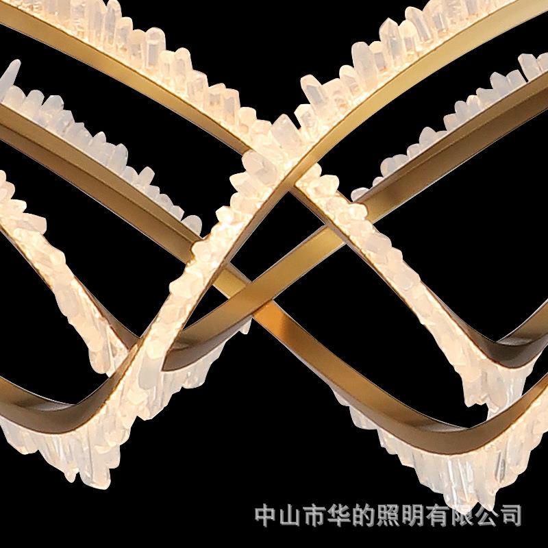 轻奢设计师不锈钢天然水晶高端大气别墅创意餐厅饭厅前台吧台吊灯