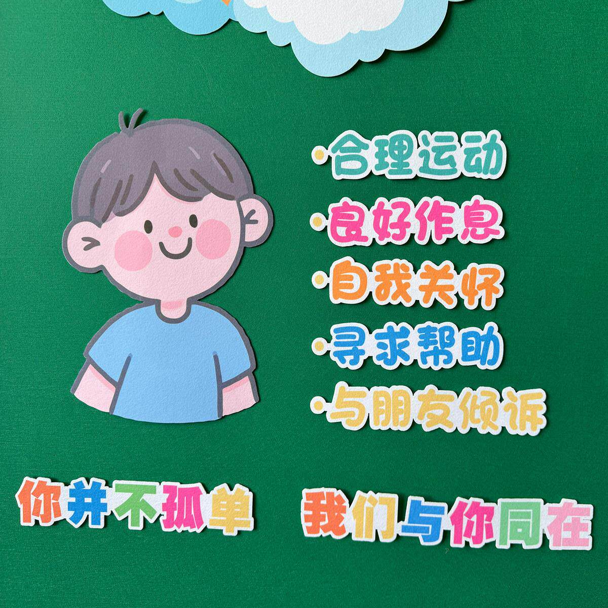 心理健康毛毡无纺布黑板报小学班级文化墙贴纸教室布置装饰墙贴