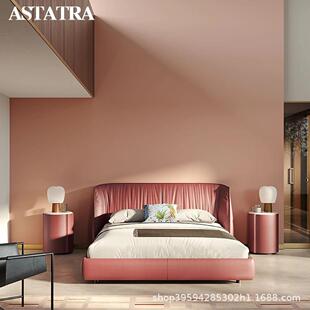 华意新款轻奢极RQZ简床Achibald主r卧格床大户落型大平层地双人婚