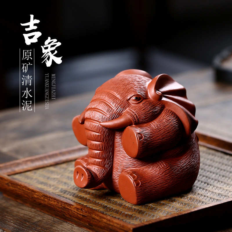 厂家批发宜兴精品纯手工茶宠 吉祥如意大象雕塑家居创意茶台摆件