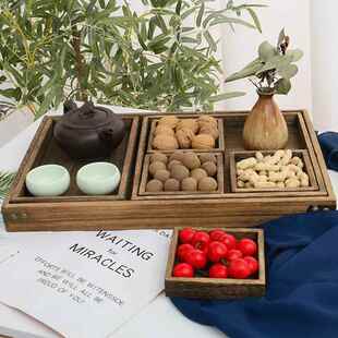 中木质托盘围炉煮茶点WAG心盘盘干果下午茶零食果式小吃糕点盘茶