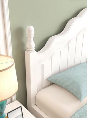 实木床双人床1.8米现代简约美式经济型主卧1米2白色公主1.5欧式L^
