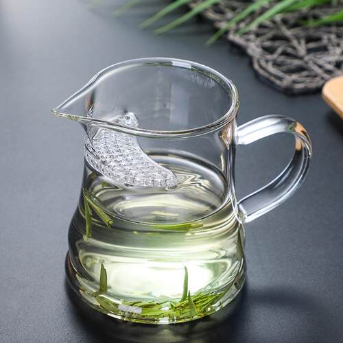S把月牙公道杯过滤玻璃分茶器茶具配件尖嘴绿茶泡茶杯高硼硅玻璃