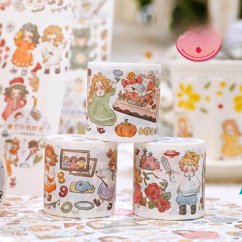 维吉娜洋娃娃特油和纸手帐胶带可爱女孩人物素材整卷肉球风贴纸