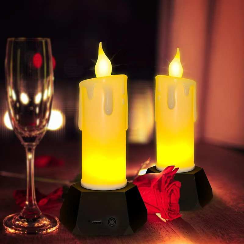 户外庭院草坪太阳能灯 露营浪漫表白氛围小夜灯 床头柜暖光蜡烛灯