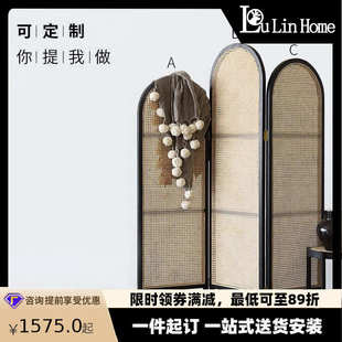 饰折叠新中式 复古实木屏风客厅隔断卧室遮挡家用小户型移动装