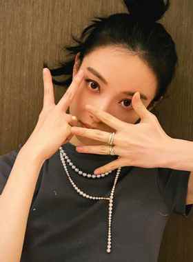 新加坡chomelkinsey倪妮同款珍珠项链女轻奢小众长款叠戴高端颈链