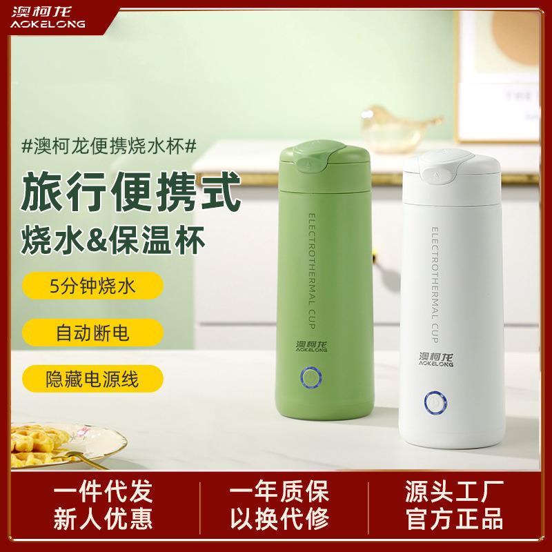 可携式旅行电热烧水杯小型保温电加热水杯一体多功能炖煮杯