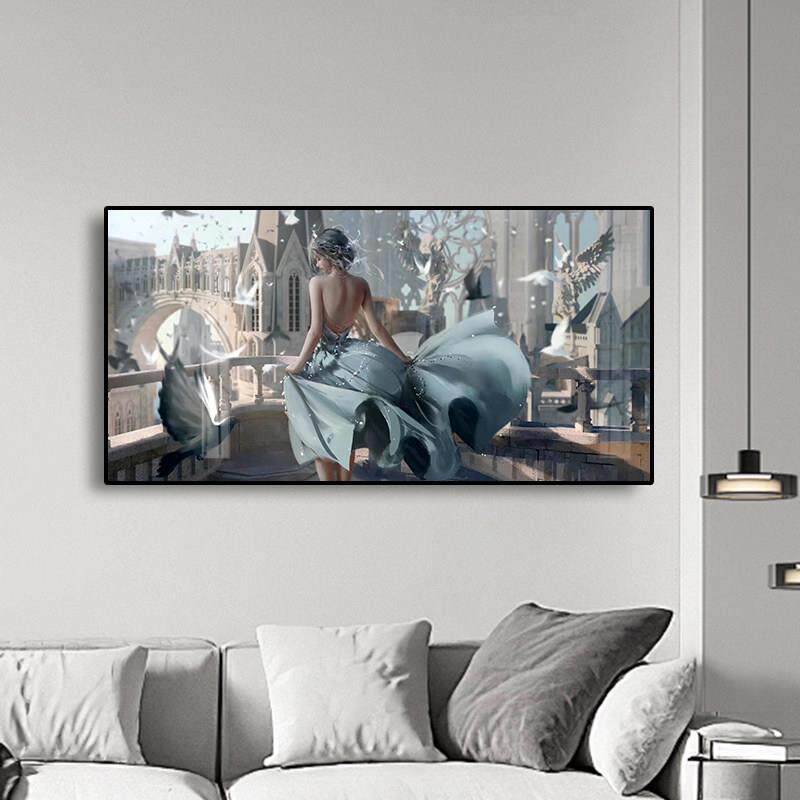 二次元LED发光壁画卧室客厅装饰画鬼刀风铃公主挂画可客制化墙画
