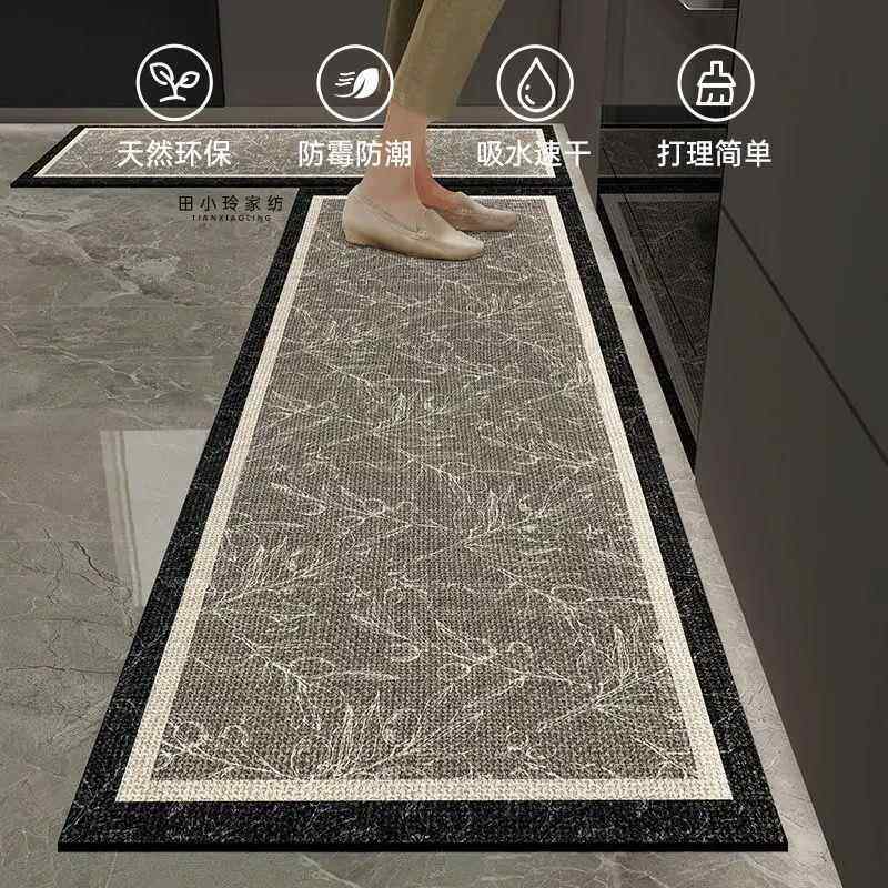 厨房地垫硅藻泥吸水吸油家用速干止滑长条脚垫门口进门地垫子地毯