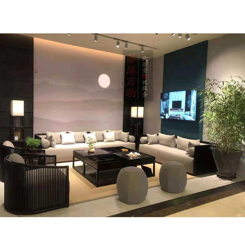 新中式实木沙发组合禅意中式客厅大小户型别墅酒店鸡翅木万物家具图片